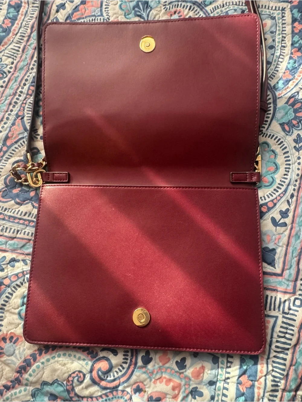 Tory Burch Quilted Leather Savannah Chain Shoulder Bag in Burgundy